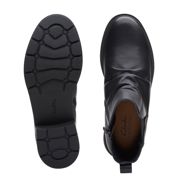 🆕 Clarks Collection Hearth Rose Black Leather Zipper Boots Size 9.5 - Picture 3 of 13